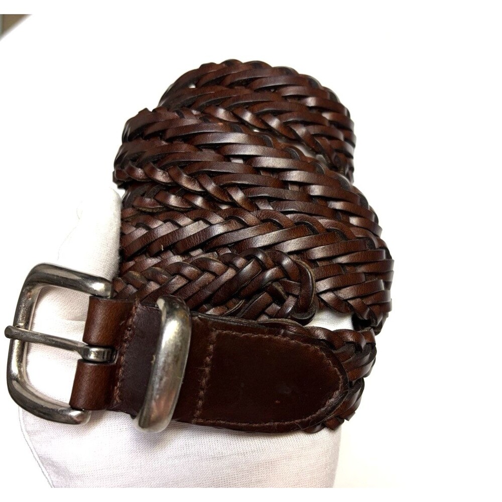 Vintage Woven Braided Genuine Leather Belt Size 44 Unisex Western Rodeo